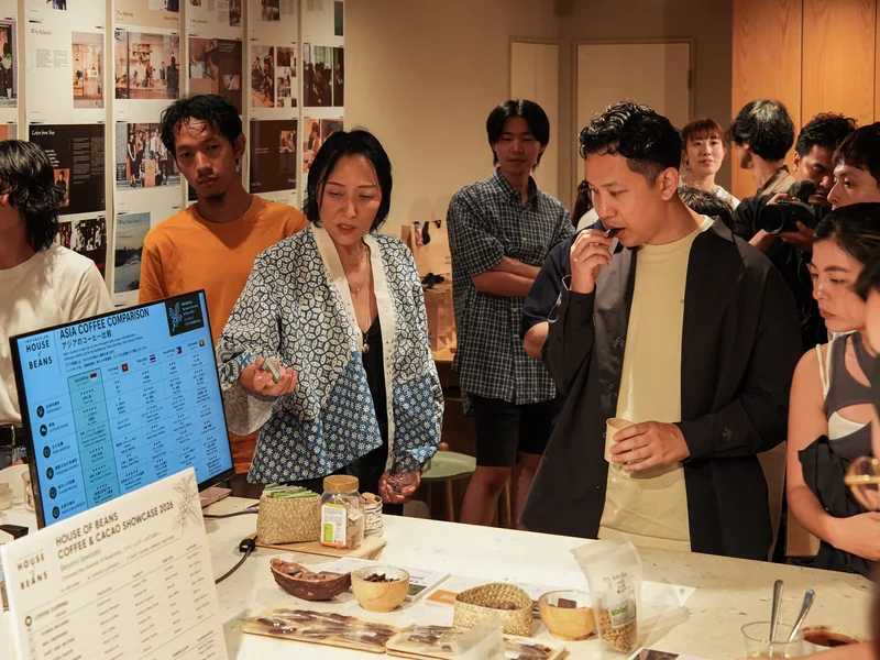 Visitors exploring Indonesian coffee at the House of Beans event in Kyoto